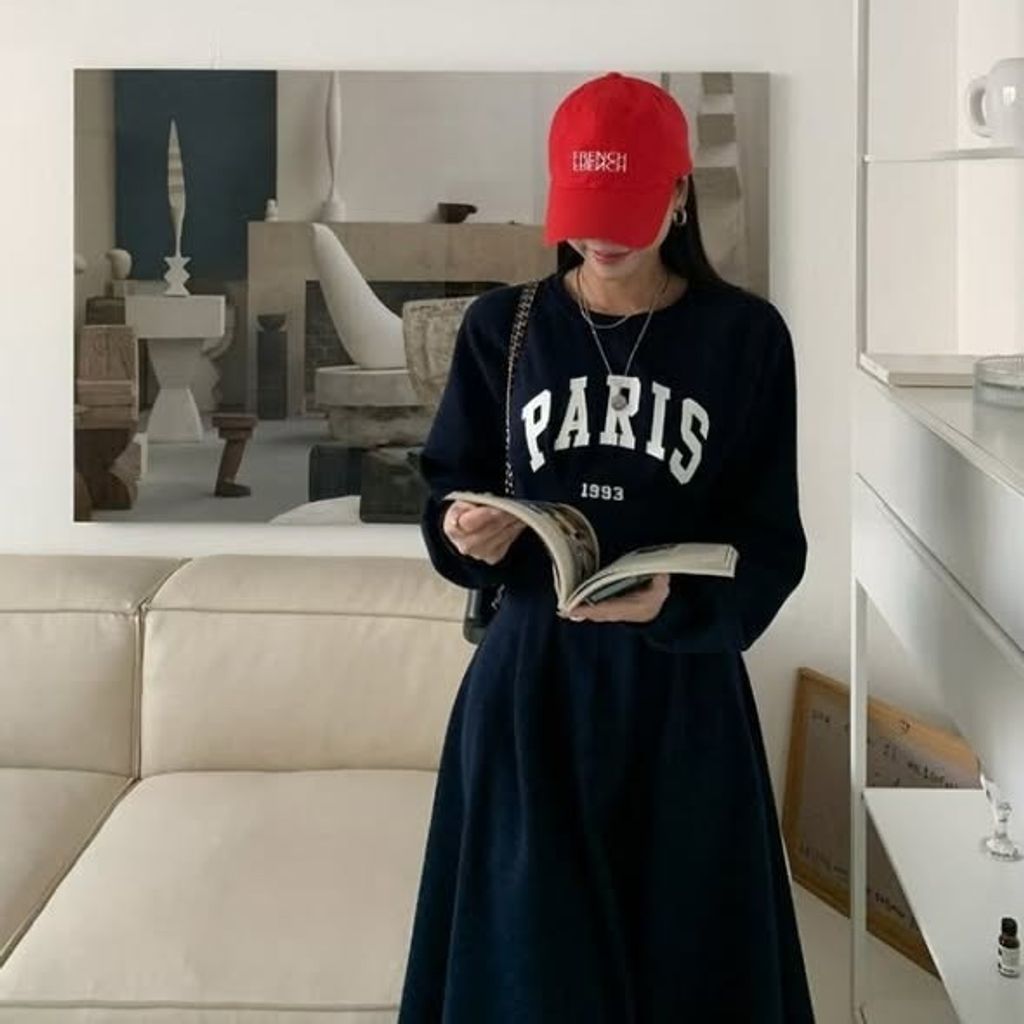 正韓PARIS英字收腰洋裝 $1080 (1)