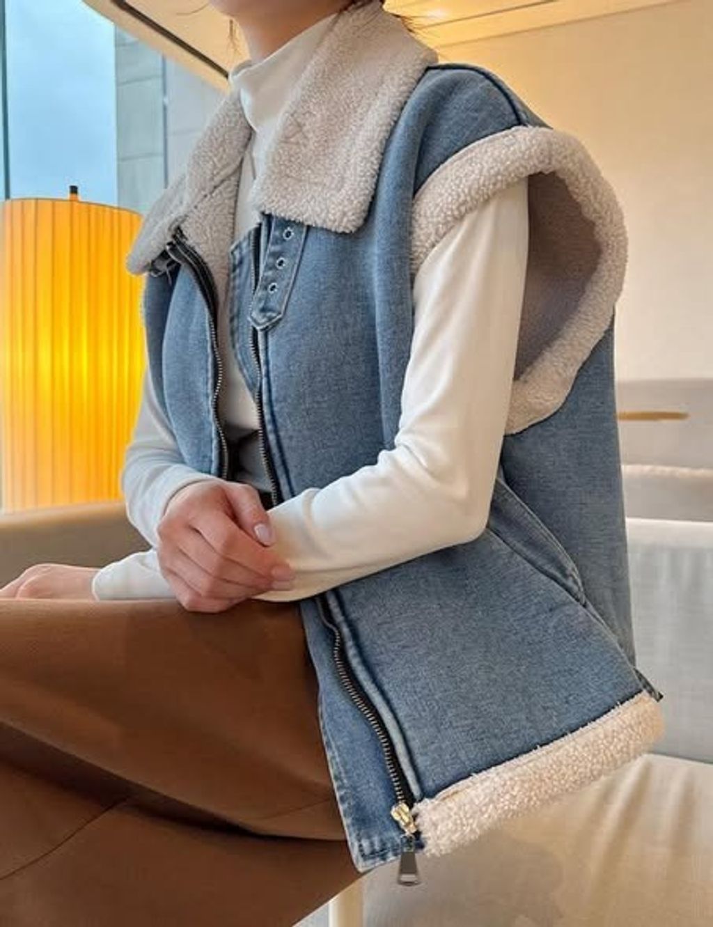 內裡毛絨絨保暖牛仔背心-168 (1)