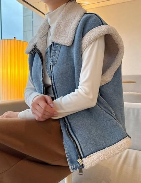 內裡毛絨絨保暖牛仔背心-168 (1)