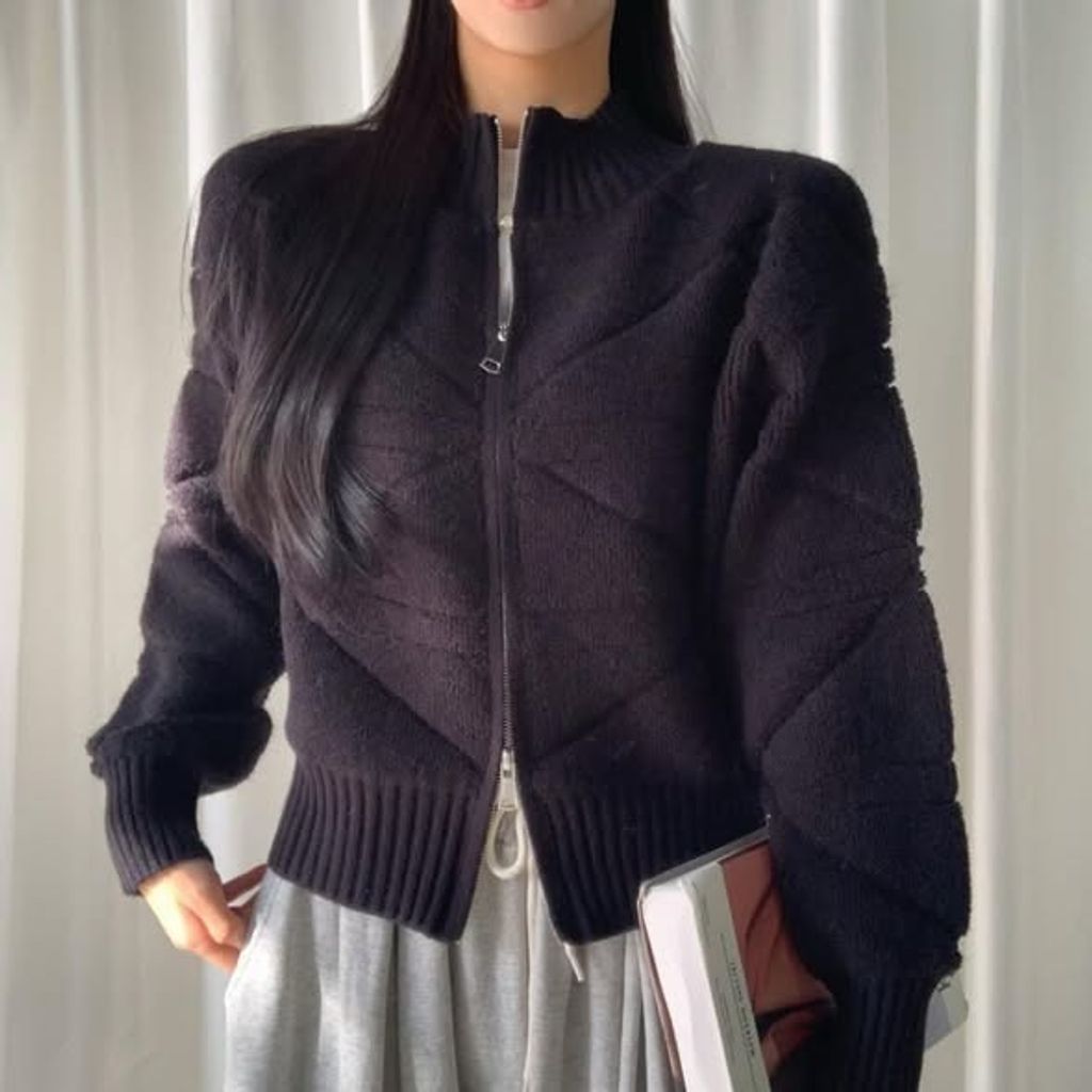 正韓菱格紋拉鏈外套 $1180 (1)