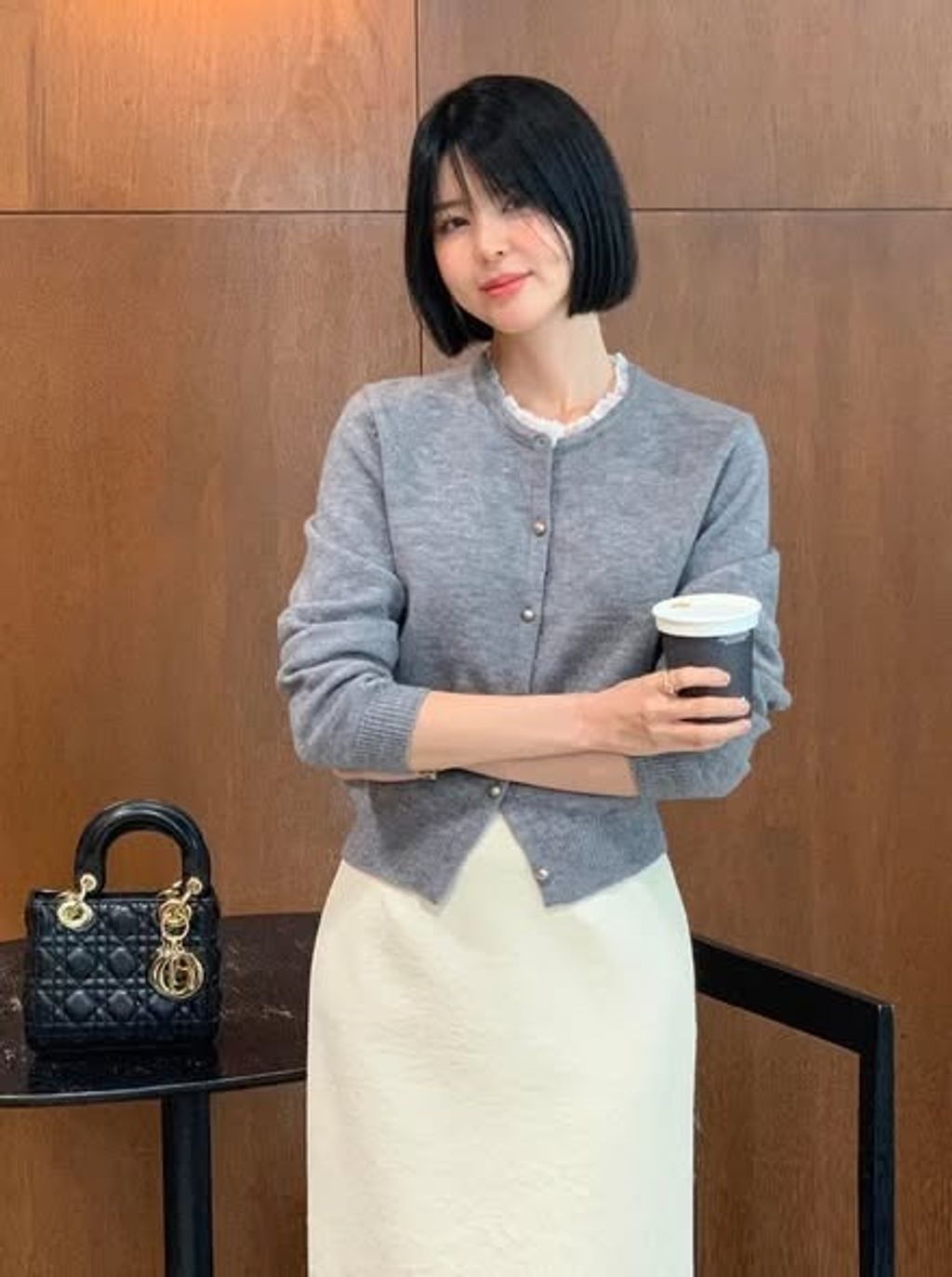 正韓領壓摺拼接針織衫外套 $795 (2)