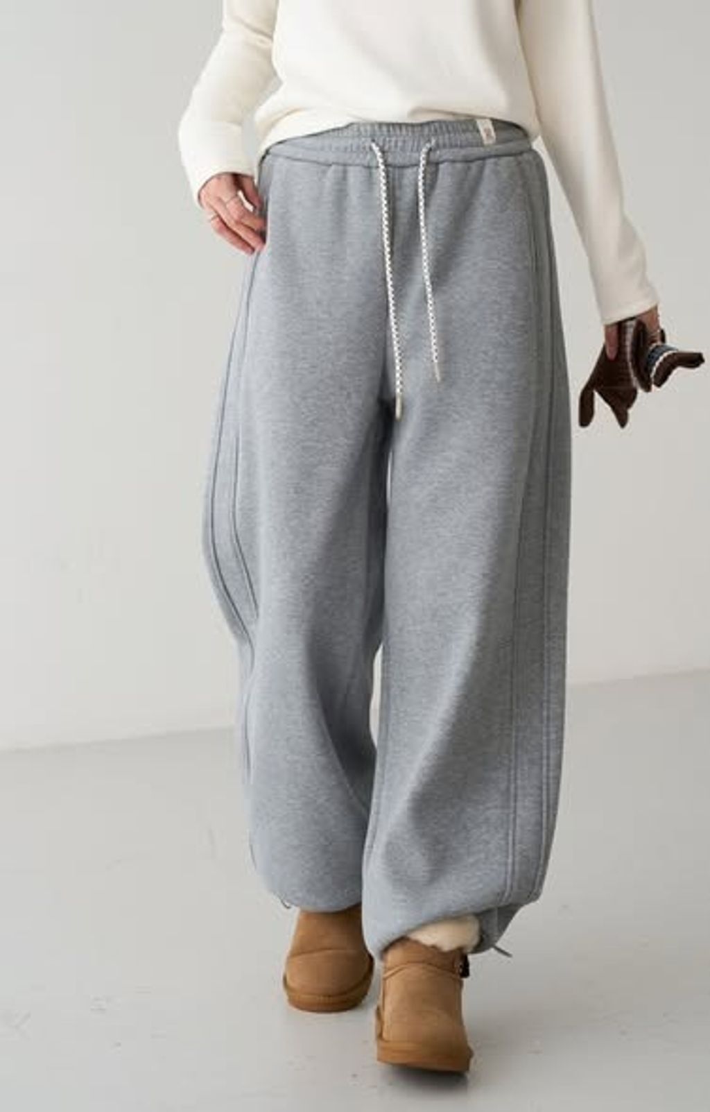 正韓抽繩休閒挺版寬棉褲 $980 (2)