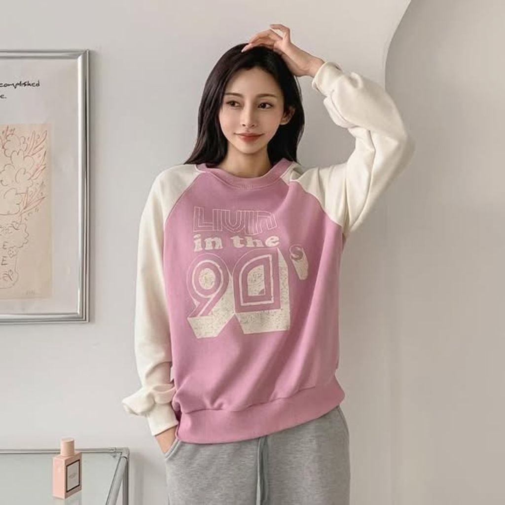 正韓撞色袖休閒上衣 $690 (3)