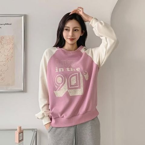 正韓撞色袖休閒上衣 $690 (3)