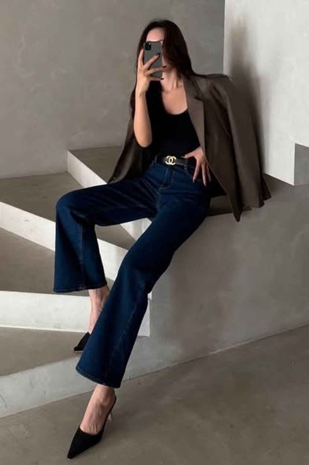 正韓優雅顯瘦修長牛仔寬褲 $1280 (1)