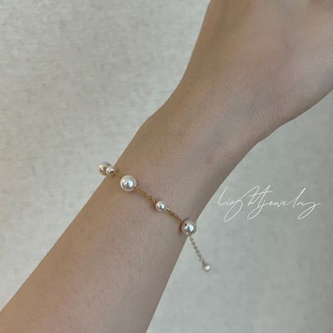 正韓優雅大小珍珠點點手鍊｜$390 (2)