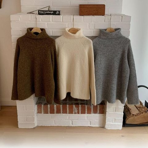 正韓優雅高領寬鬆針織上衣 $990 (5)