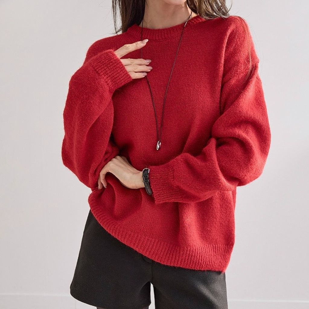 正韓三釦圍脖&圓領軟綿針織上衣 $690 (5)