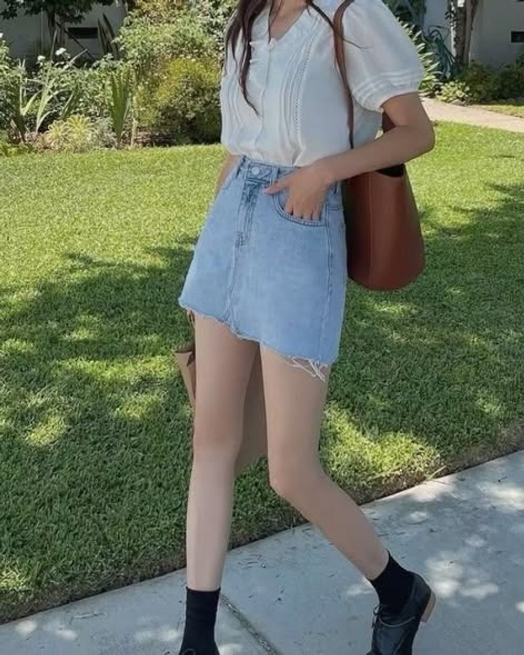 正韓顯瘦刷色牛仔褲裙-138 (2)