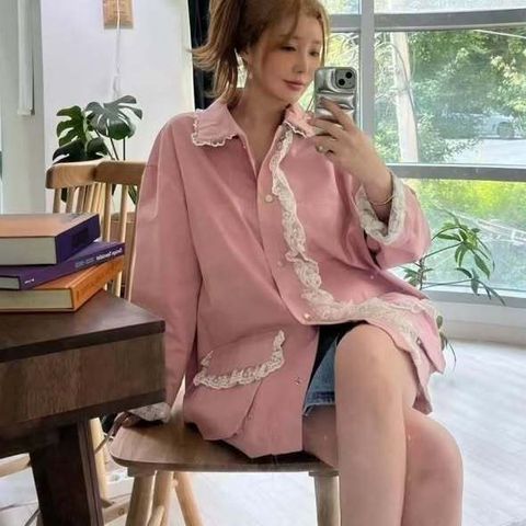 正韓蕾絲拼接工裝外套-138 (2)