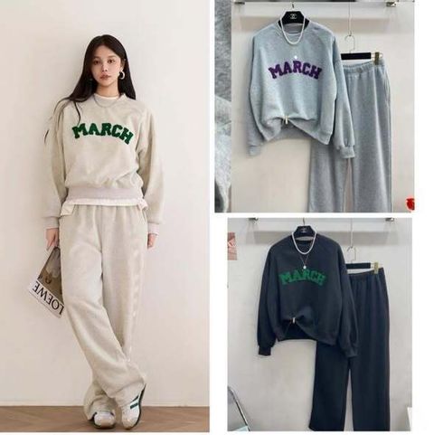正韓MARCH毛毛字母上衣&舒服寬褲 套裝 $890 (1)