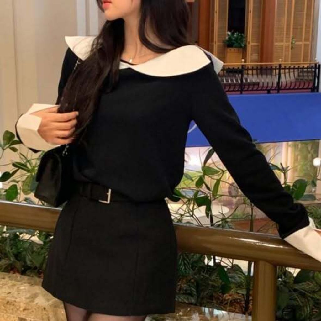 正韓荷葉拼接假兩件氣質上衣 $795 (1)