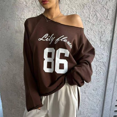 正韓美式配色英字露肩長版上衣-168 (1)