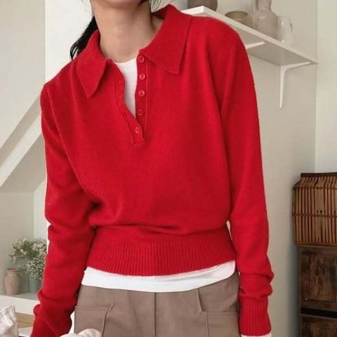 正韓翻領質感針織上衣 $1180 (2)