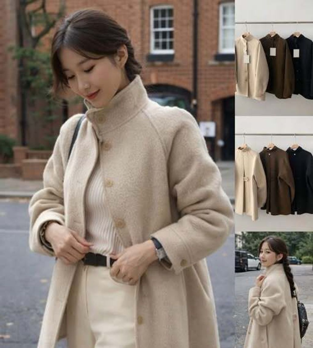 正韓質感混羊毛氣場高領大衣外套｜$1480