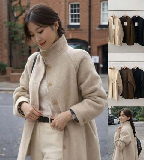 正韓質感混羊毛氣場高領大衣外套｜$1480