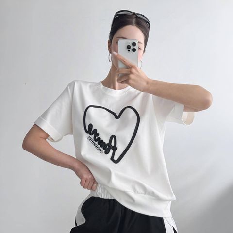 正韓立體愛心英字線條短袖上衣-148 (1)