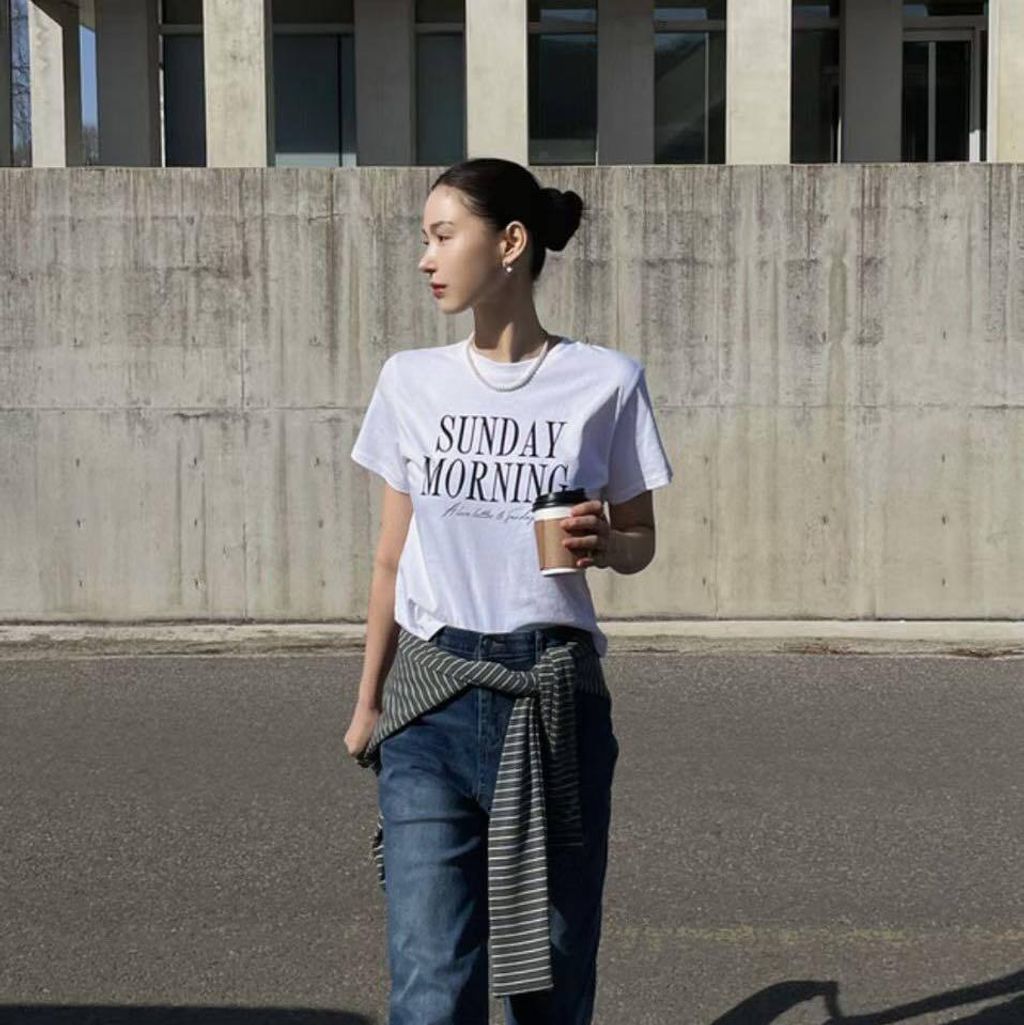 正韓美式配色英字短袖上衣$695 (1)