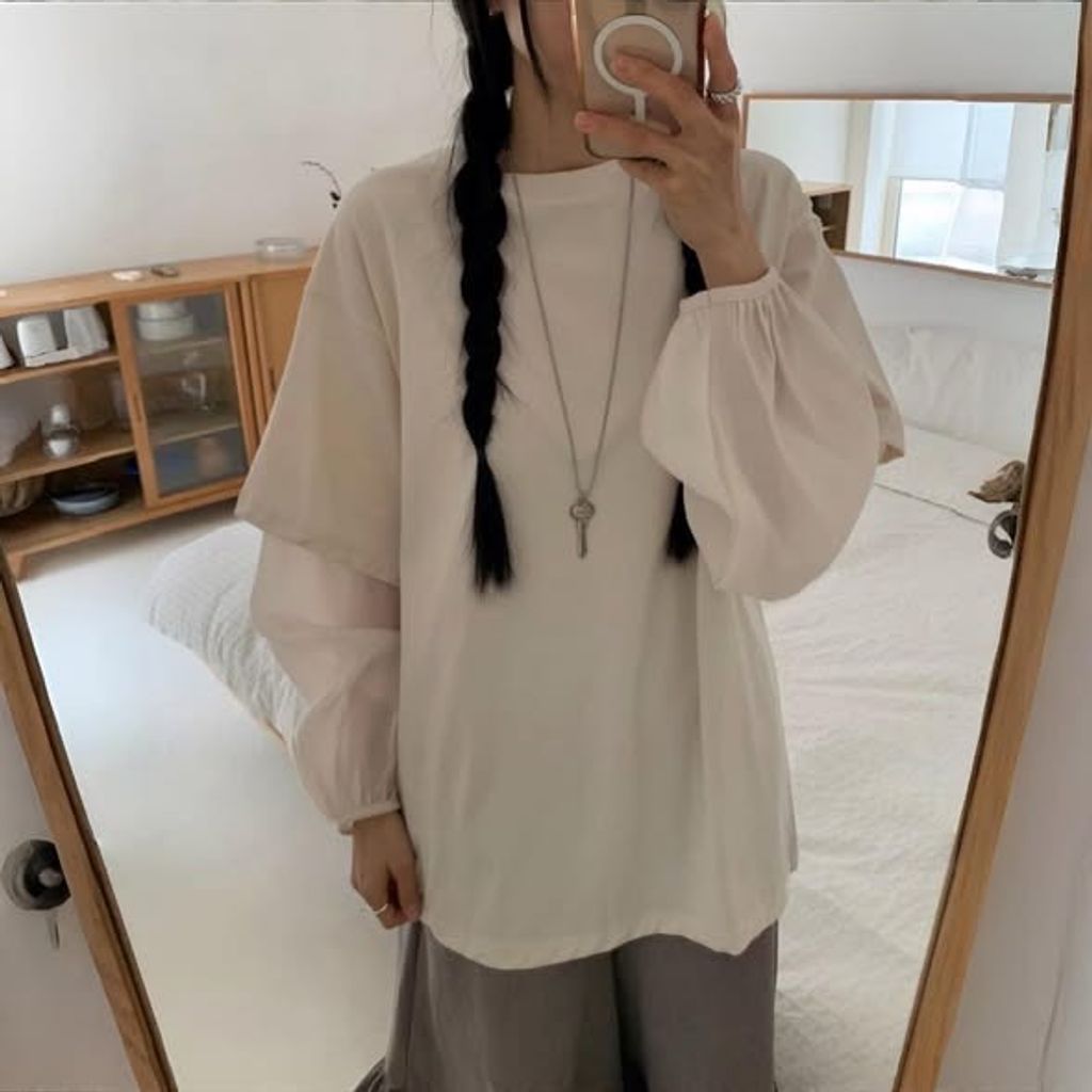 正韓假兩件層次感T恤上衣｜$980 (2)