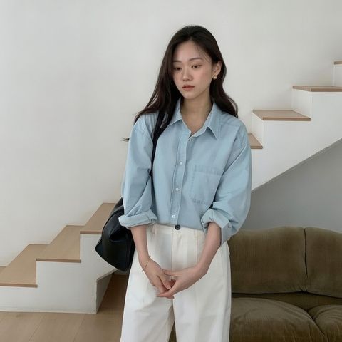 正韓舒服好搭配輕薄牛仔襯衫外套-168 (6)