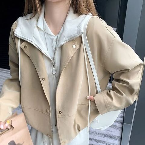 正韓拼接假兩件連帽夾克外套 $980 (2)