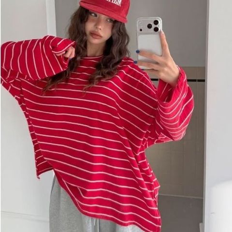 正韓落肩條紋側開岔上衣 $590 (2)