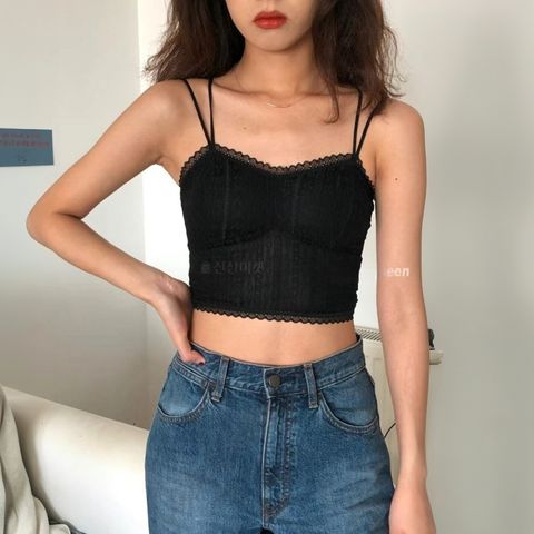 正韓胸墊蕾絲細肩帶背心上衣$280 (5)