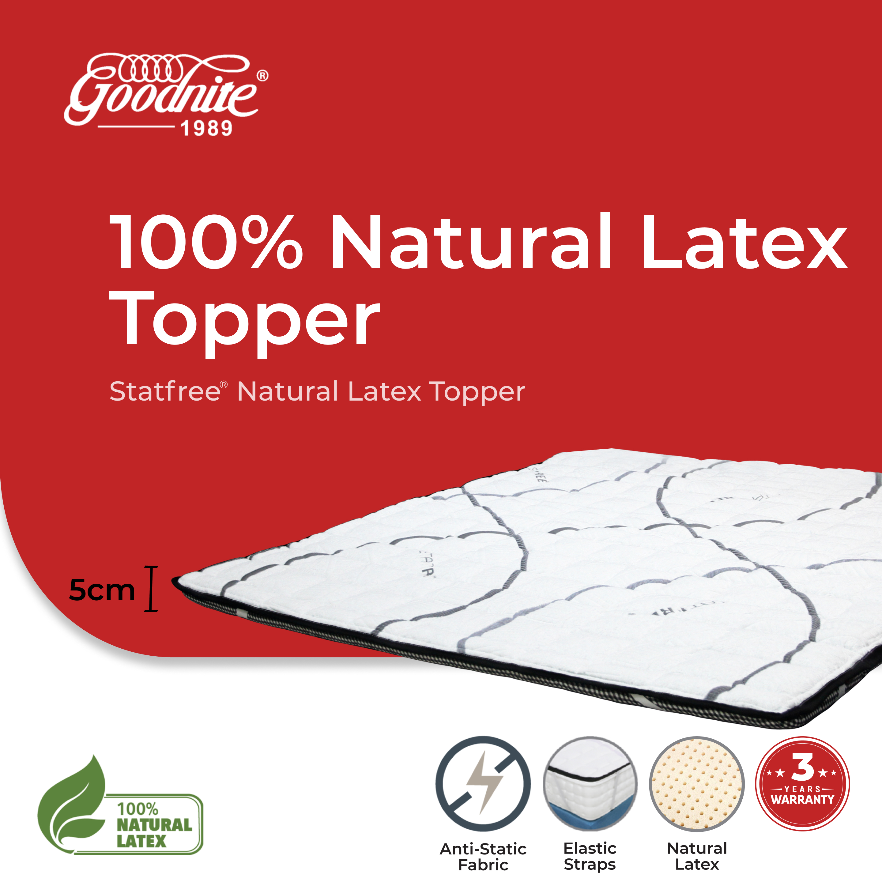 Statfree Natural Latex Topper M