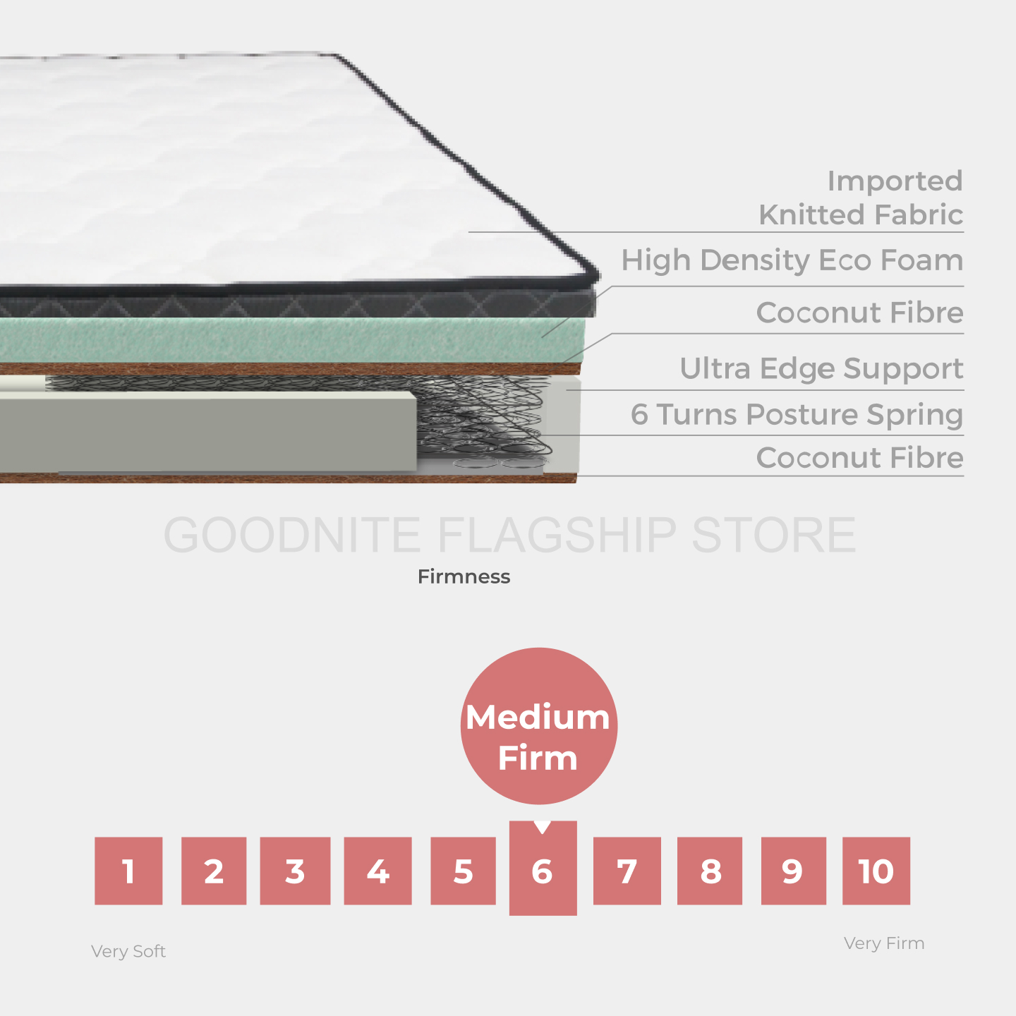 Goodnite Ayanna Posture Spring Mattress (10 Inch) with Single/ Super ...