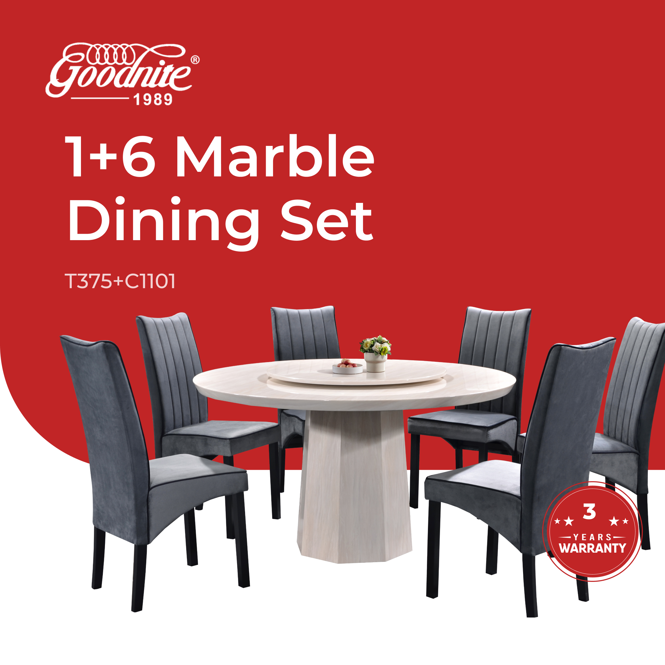Marble Dining Set -T375+C1101_01