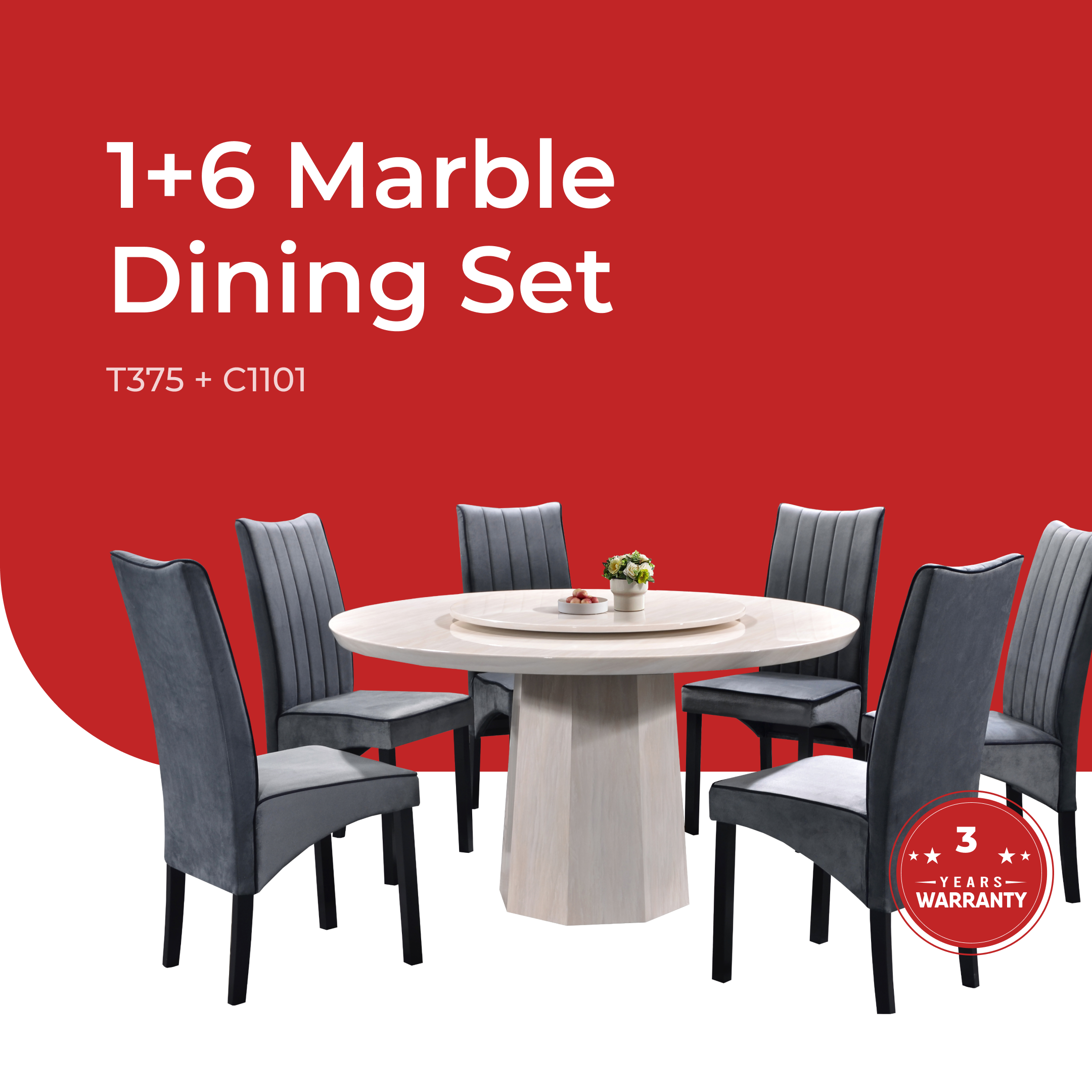 Marble Dining Set -T375+C1101