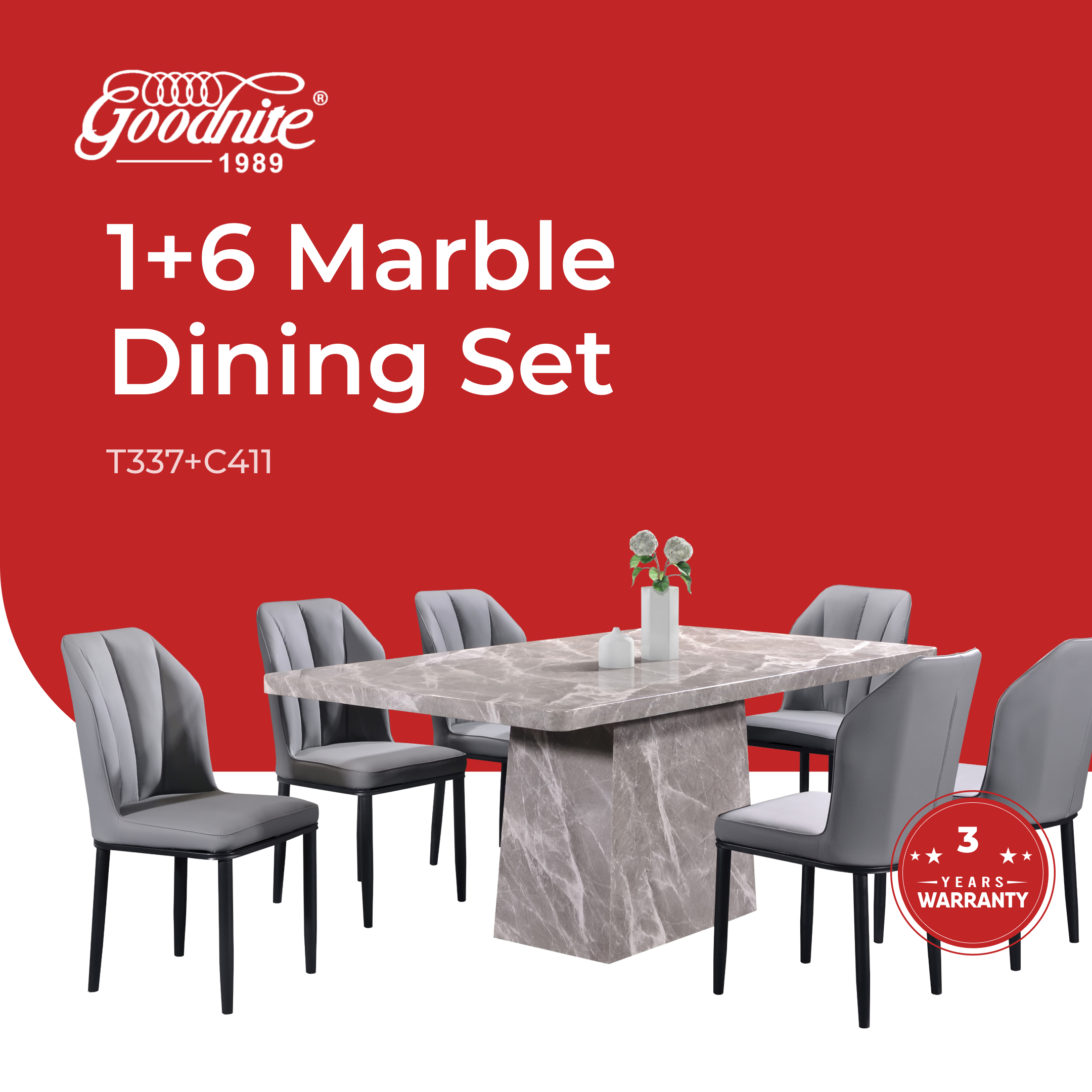 Marble Dining Set -T337+C411_01