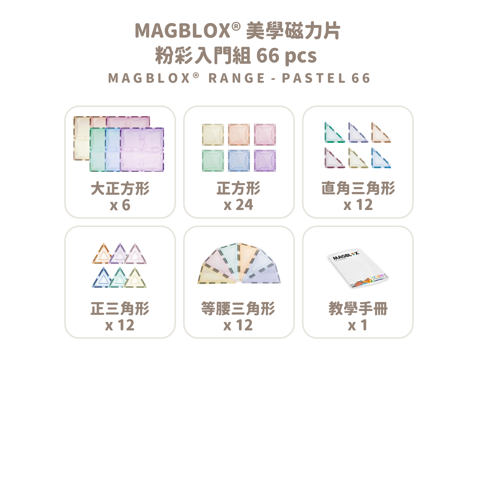 MAGBLOX 美學磁力片 粉彩入門組 66 pcs 拷贝