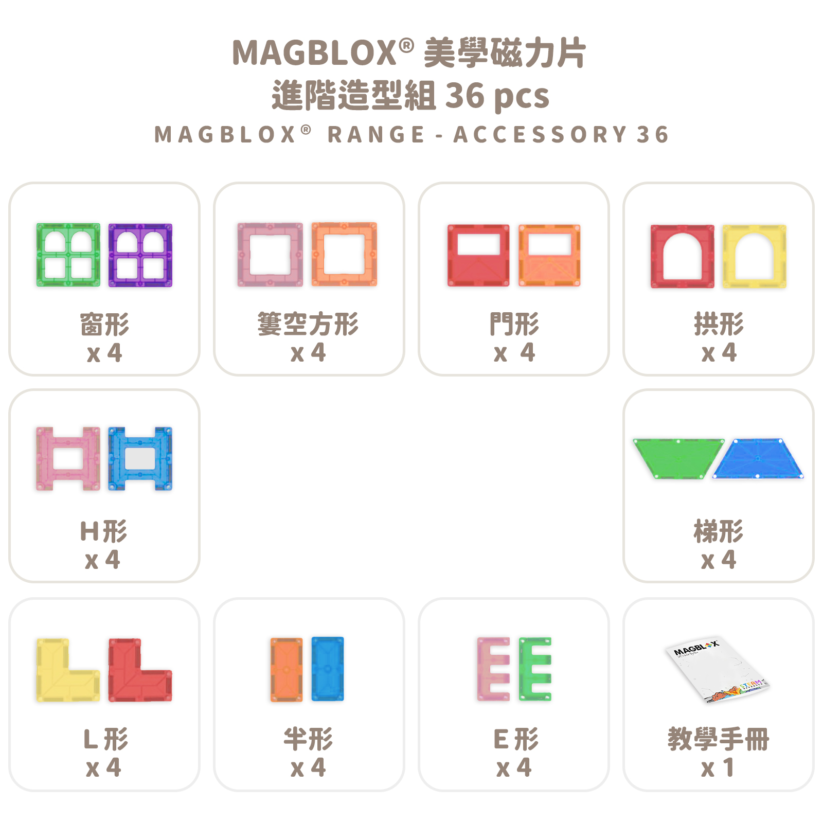 MAGBLOX 美學磁力片 進階造型組 36 pcs 拷贝