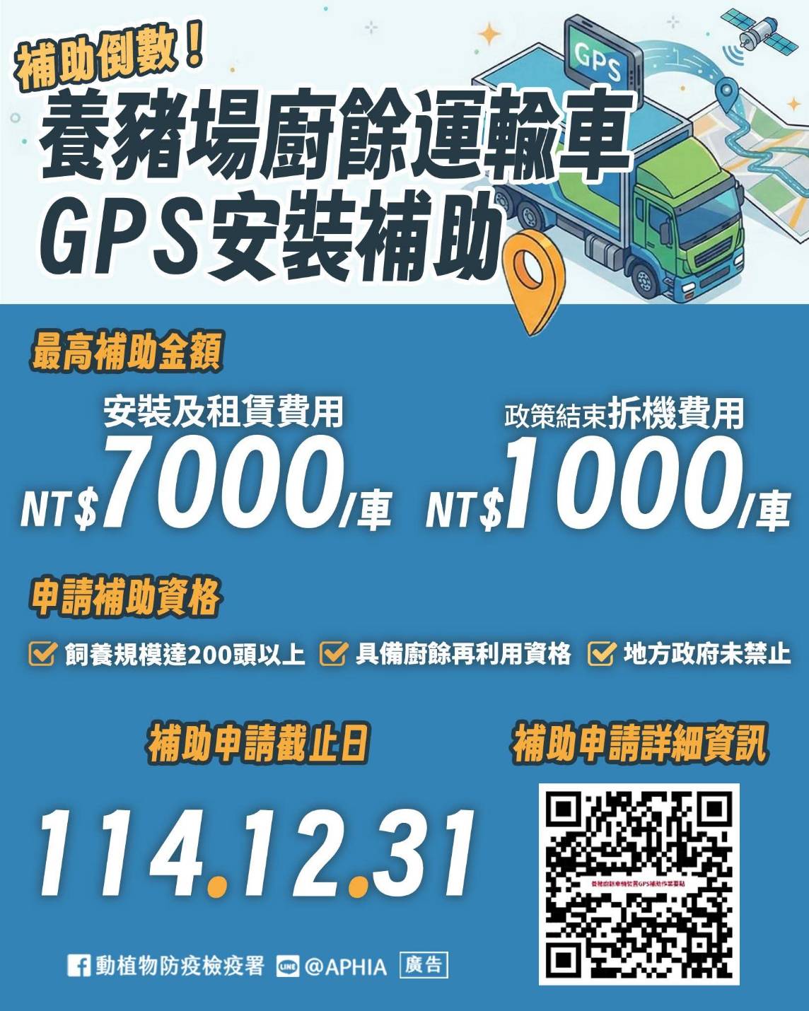 養豬場廚餘運輸車GPS系統裝設補助 現正受理中_中央畜產會