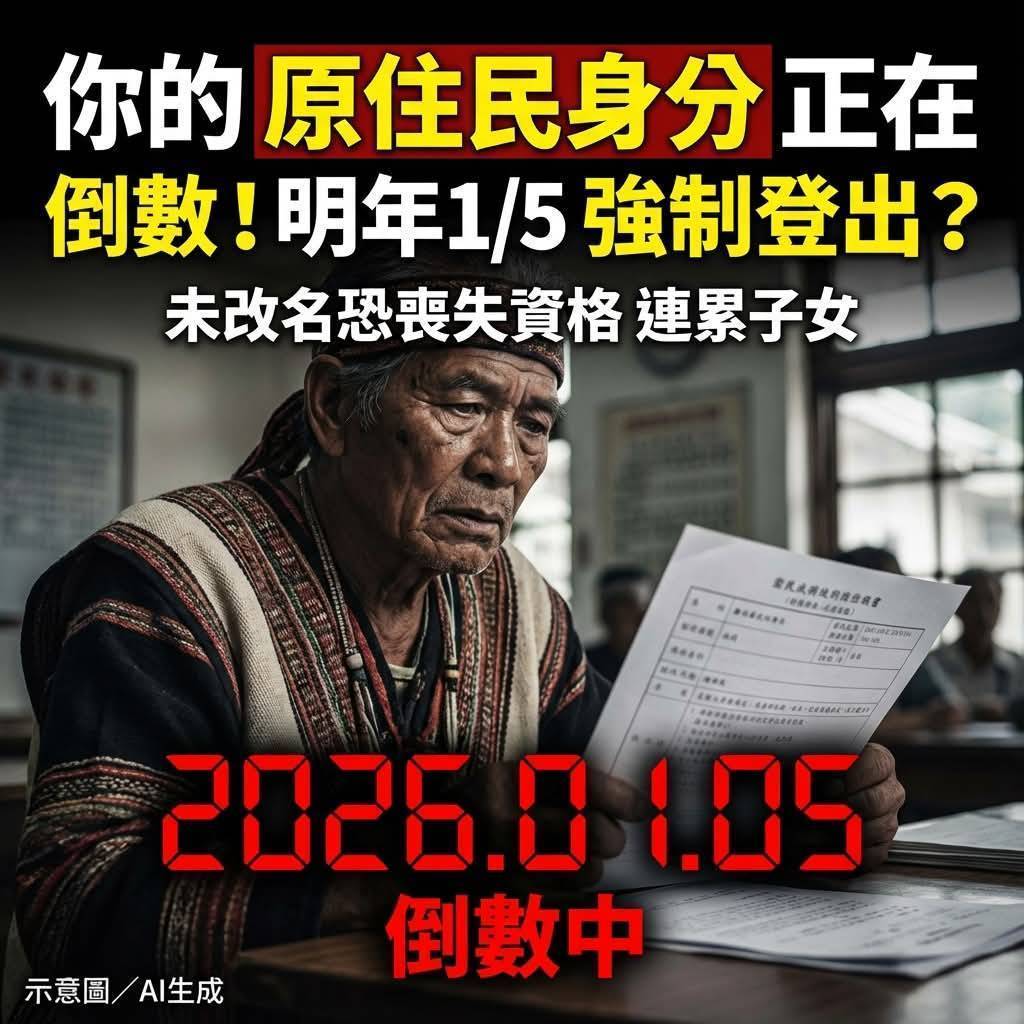 你的原住民身分證可能正在倒數計時？如果你當初是靠「單獨監護」取得身分的，請立刻檢查這條規定，不然明年 15 直接強制登出_原住民族委員會