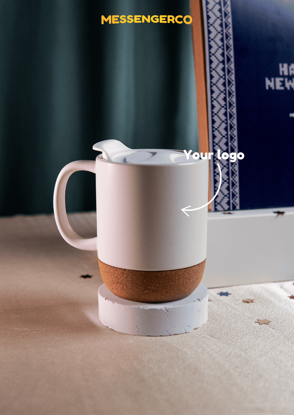 new year gift set item mug with cork bottom