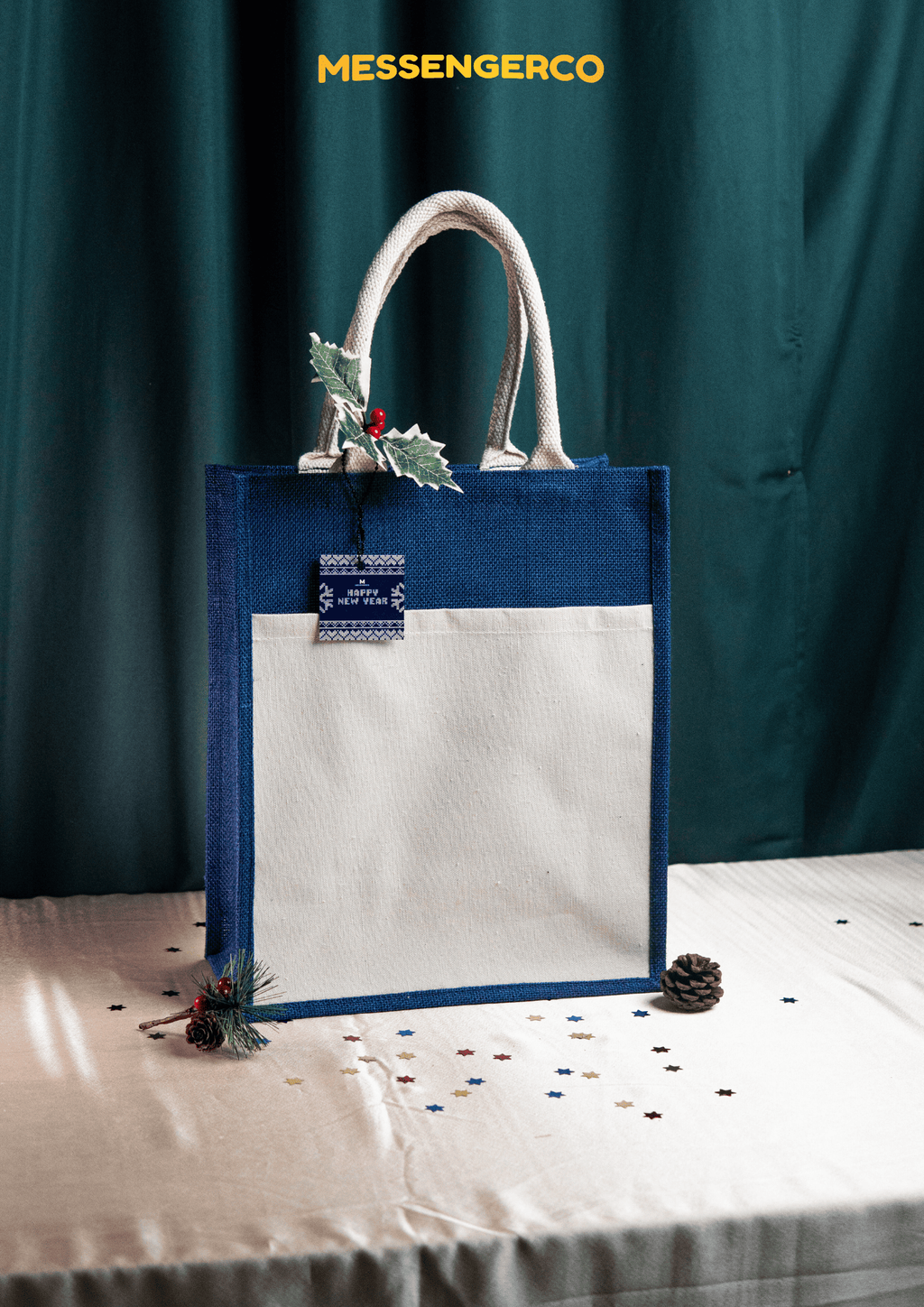 new year gift item jute bag blue