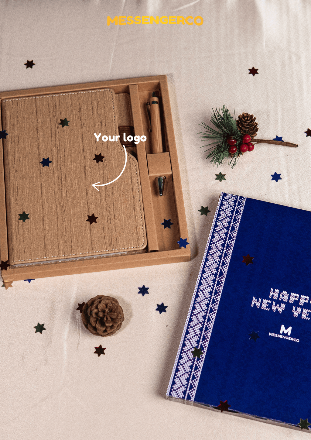 new year gift item note book and pen eco set
