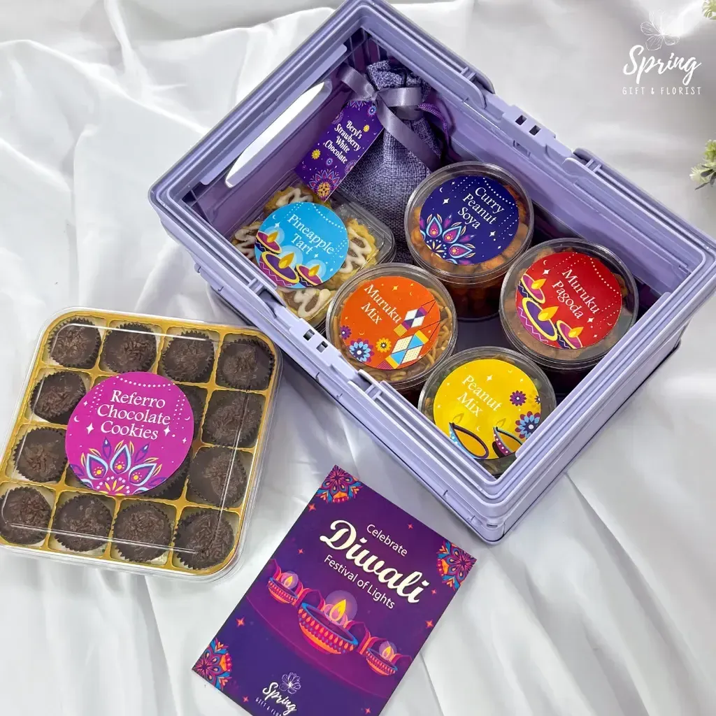 deepavali gift set cookies in box and chocolate