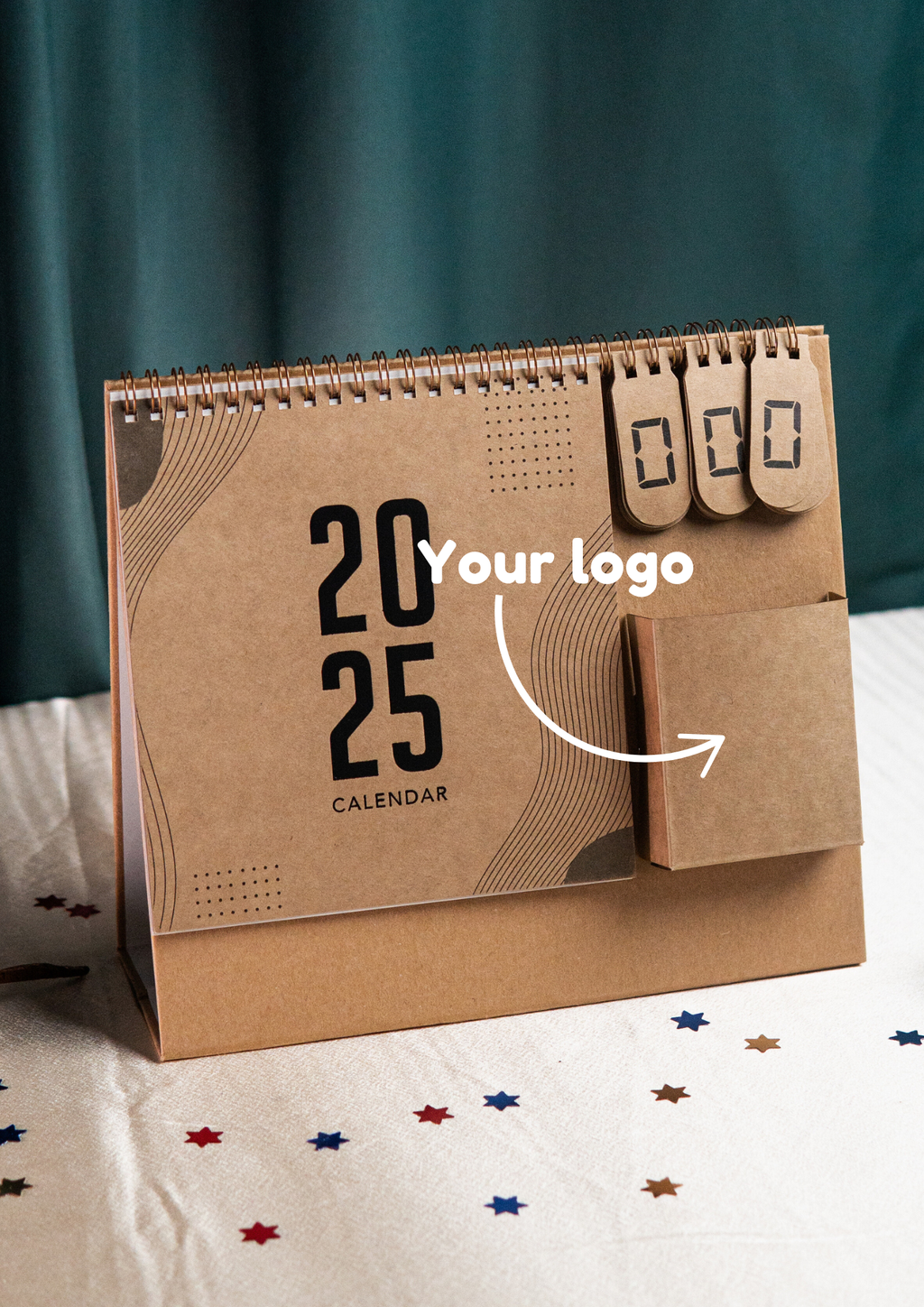 kraft desktop calendar with customisable logo