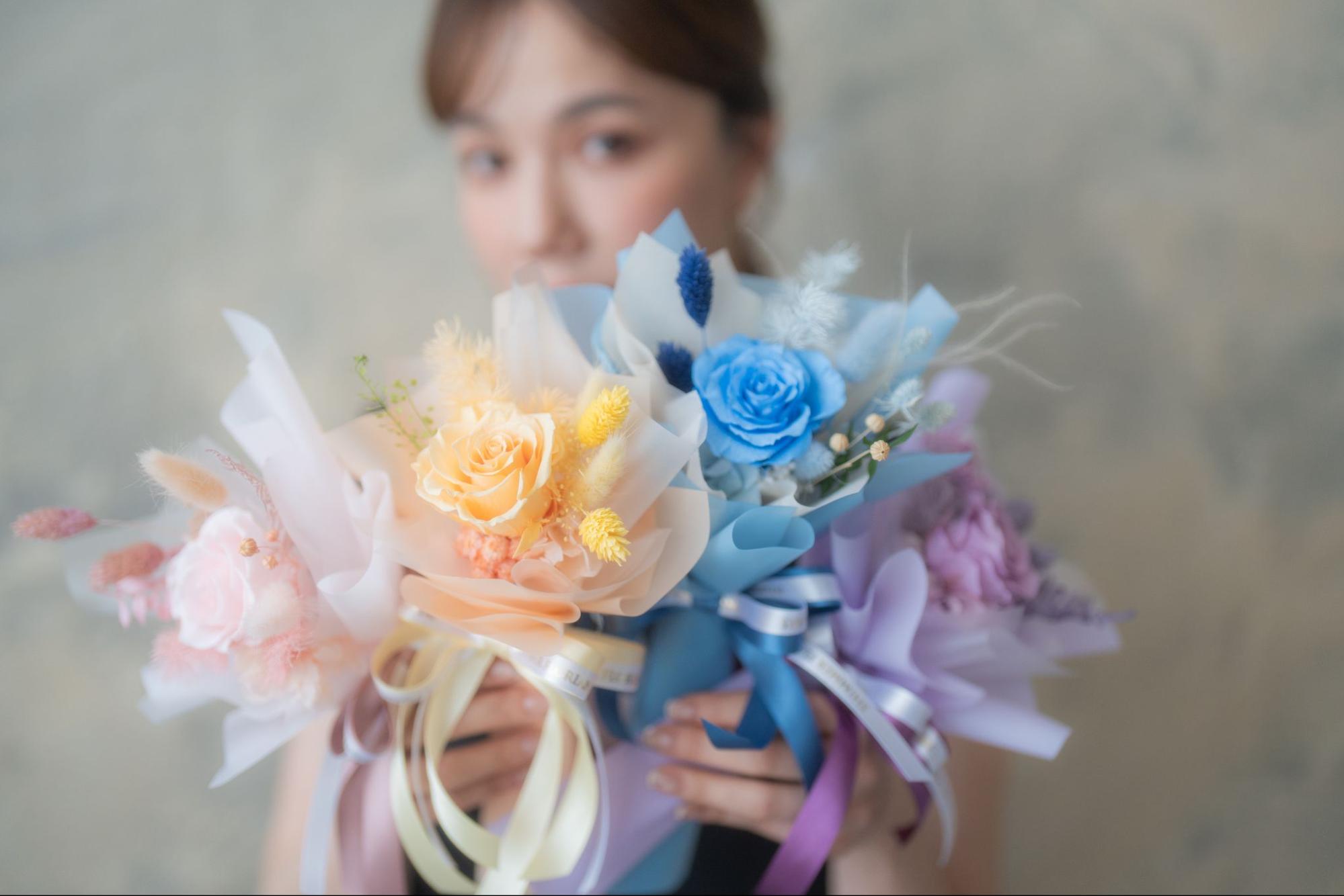 永生單朵玫瑰花束