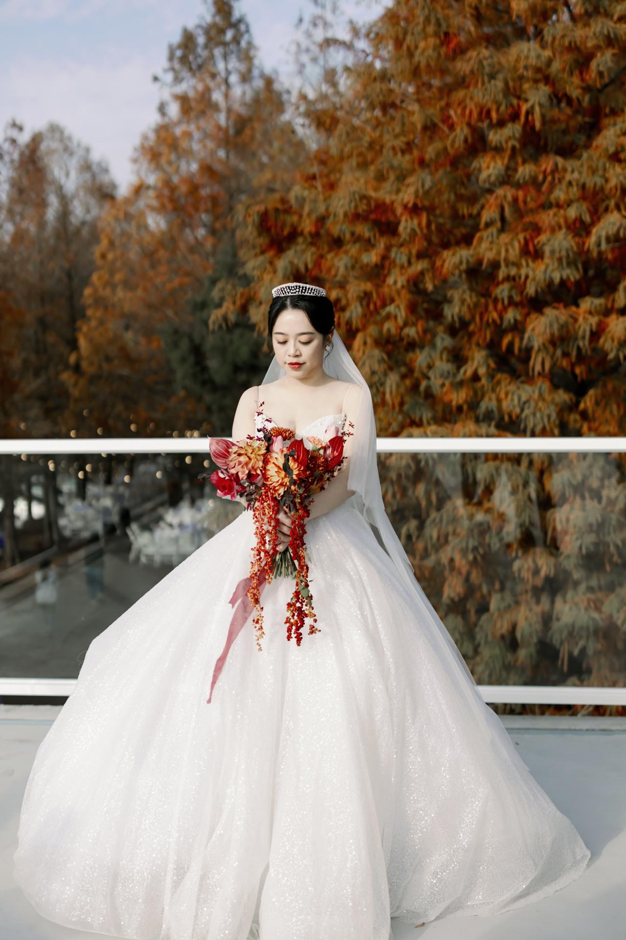 紅色系鮮花捧花