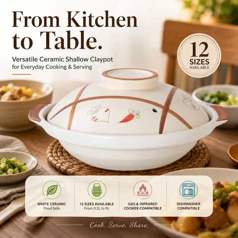 Ceramic Shallow Claypot - From Kitchen to Table