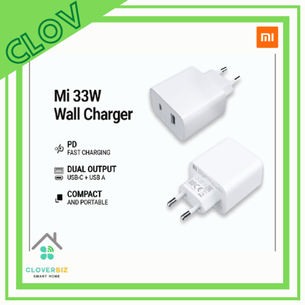 Xiaomi Wall Charger with Dual Output Ports Type-A & Type-C Fast Charging  (33W) (1)