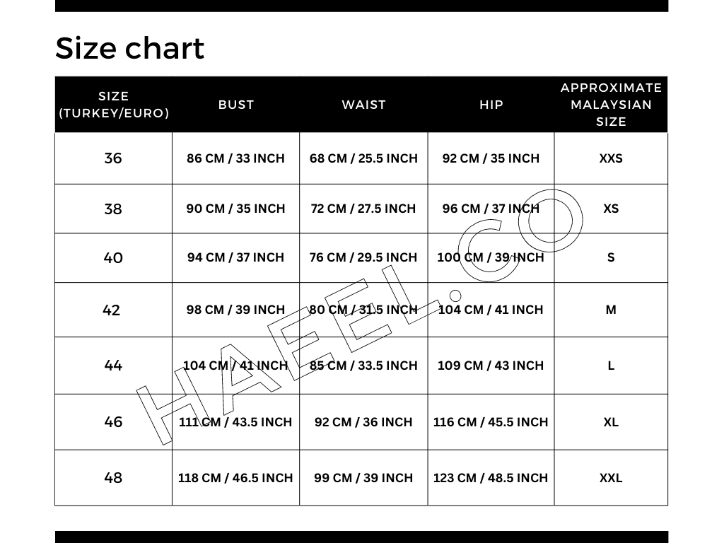 Size chart