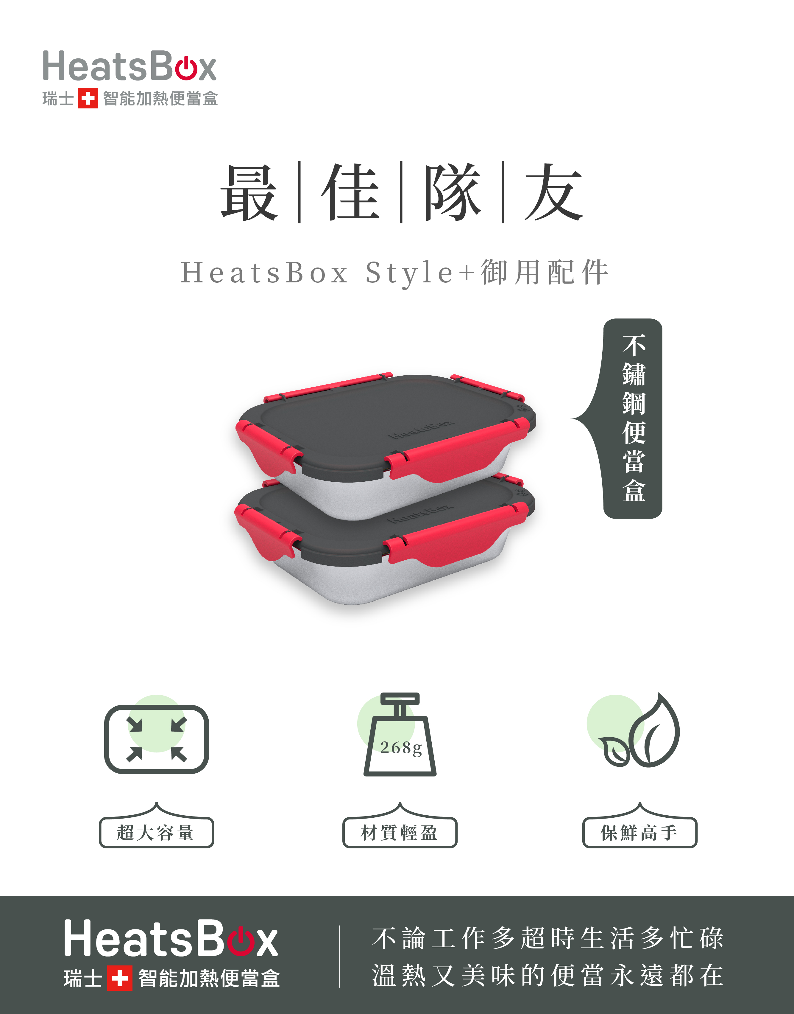 HeatsBox｜Style+ 不鏽鋼便當盒組(兩入)