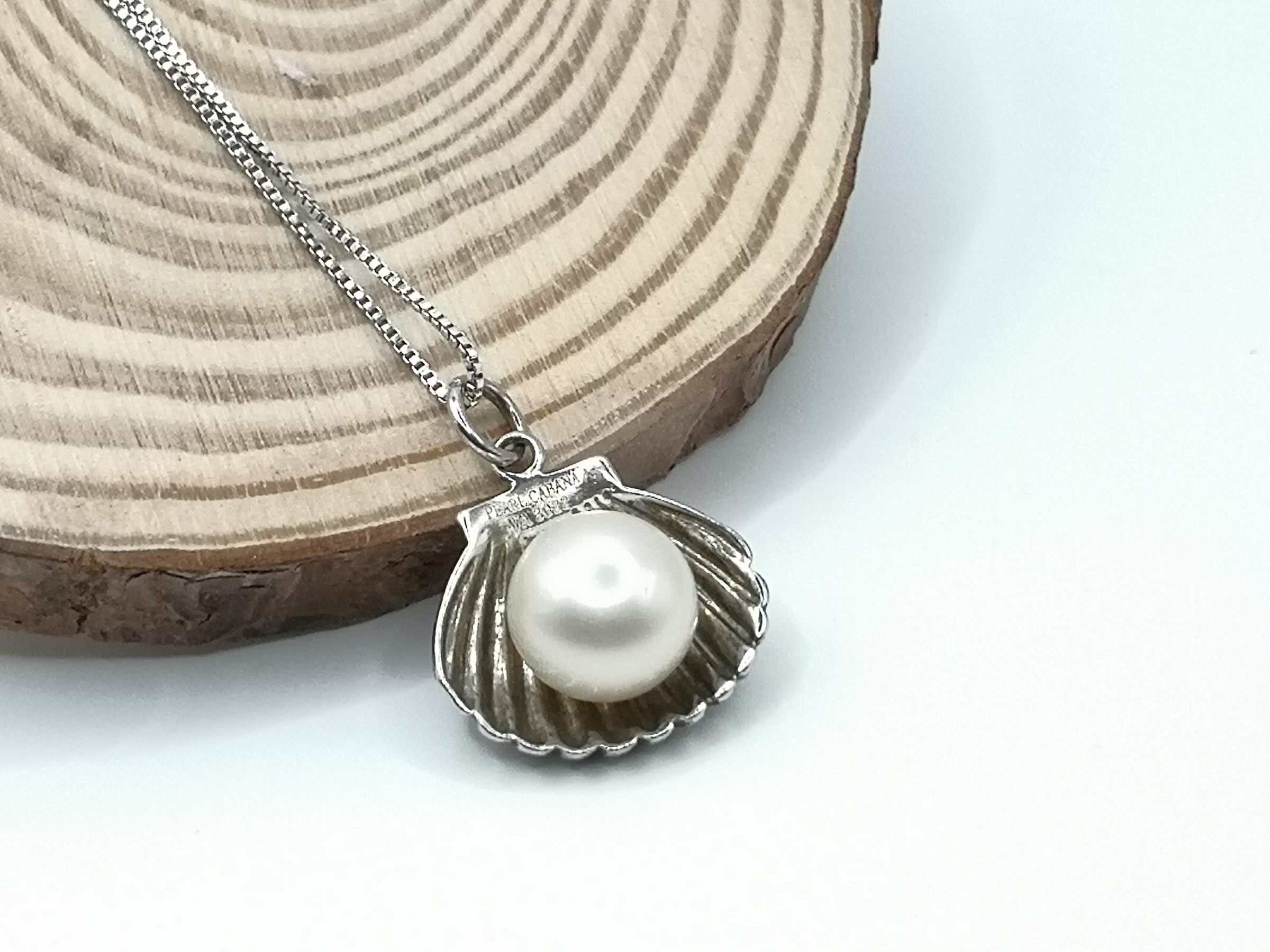 🍀 P042 - 925 Silver Inlaid Pearl Pendant 11mm Necklace  925银镶嵌珍珠吊坠 11mm 项链