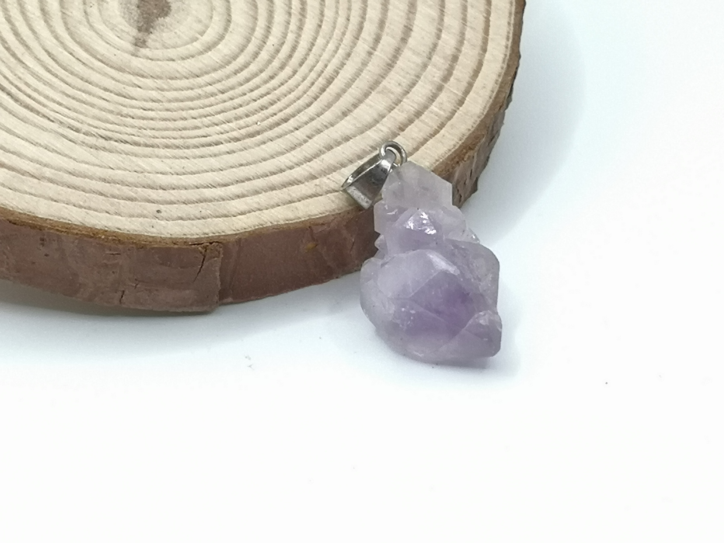🍀 P057 - Natural Amethyst Rough Stone Pendant 天然原石紫水晶吊坠