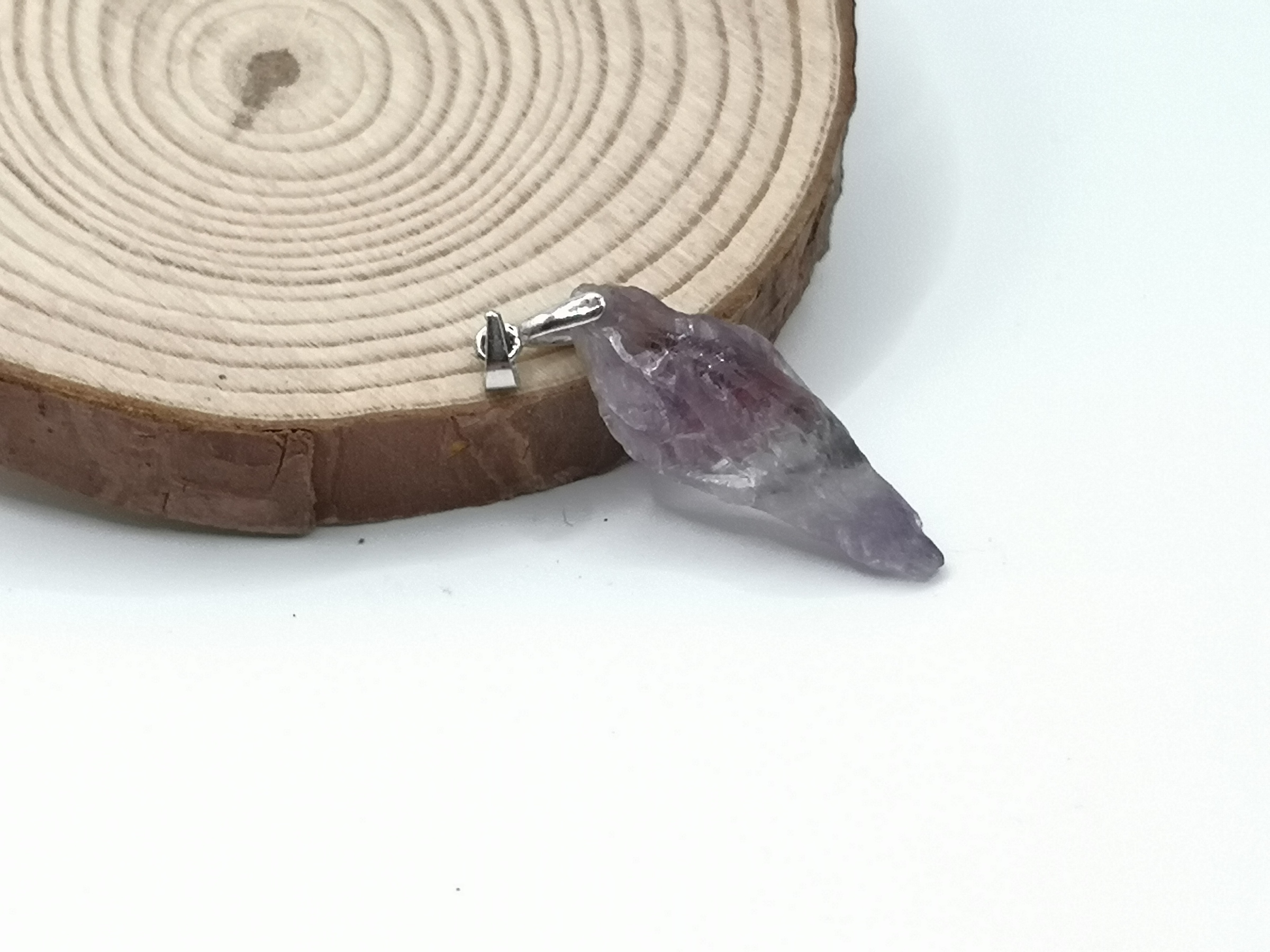 🍀 P058 - Natural Amethyst Rough Stone Pendant 天然原石紫水晶吊坠